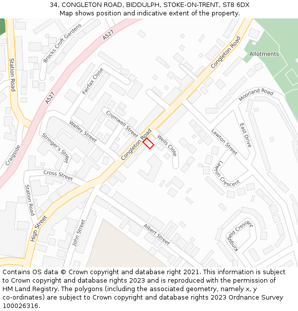 34, CONGLETON ROAD, BIDDULPH, STOKE-ON-TRENT, ST8 6DX: Location map and indicative extent of plot