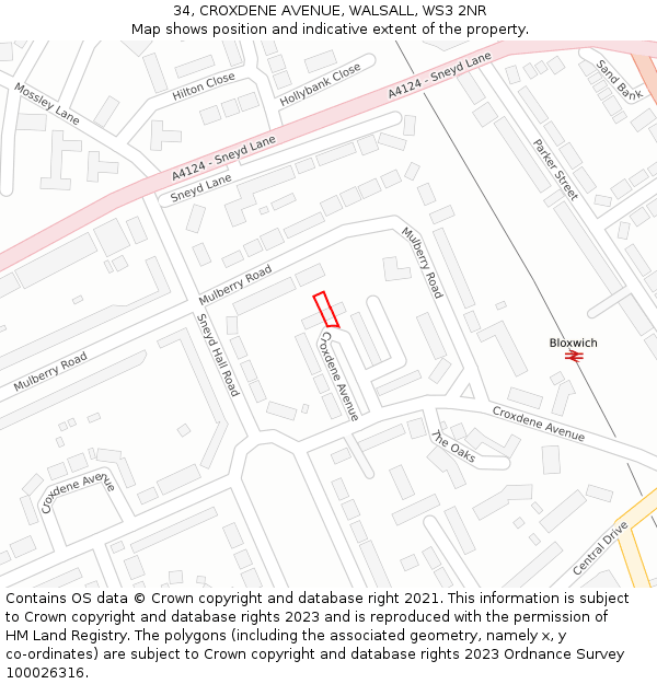 34, CROXDENE AVENUE, WALSALL, WS3 2NR: Location map and indicative extent of plot