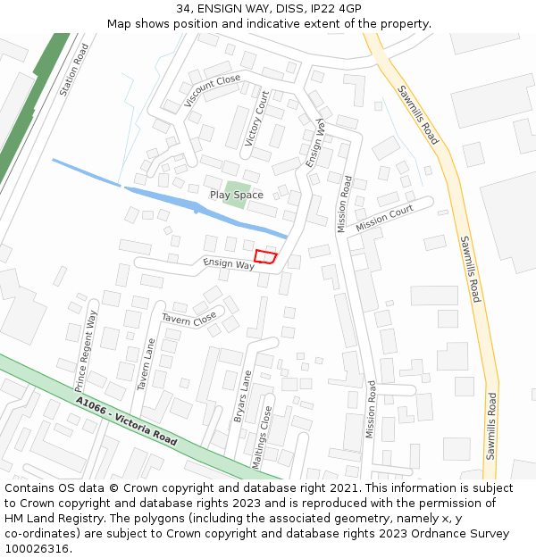 34, ENSIGN WAY, DISS, IP22 4GP: Location map and indicative extent of plot