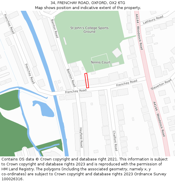 34, FRENCHAY ROAD, OXFORD, OX2 6TG: Location map and indicative extent of plot