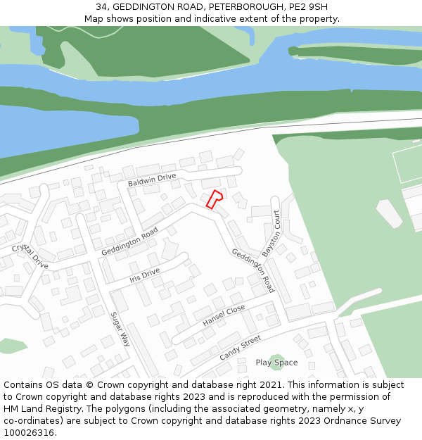 34, GEDDINGTON ROAD, PETERBOROUGH, PE2 9SH: Location map and indicative extent of plot