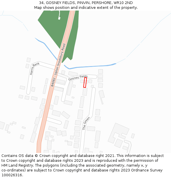 34, GOSNEY FIELDS, PINVIN, PERSHORE, WR10 2ND: Location map and indicative extent of plot