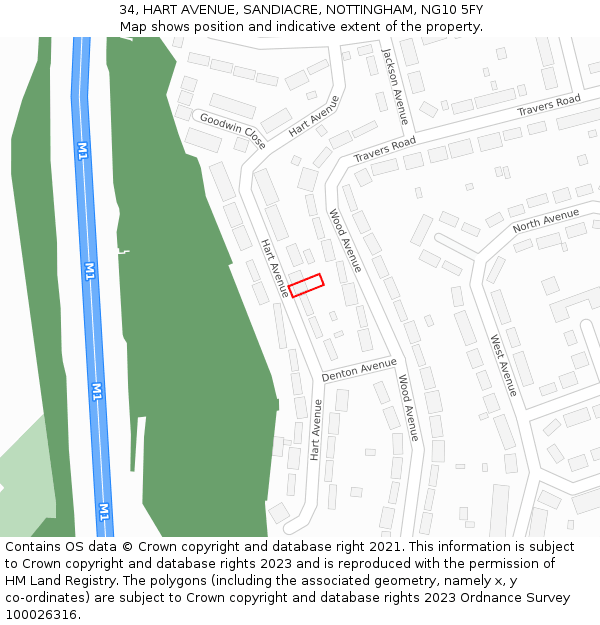 34, HART AVENUE, SANDIACRE, NOTTINGHAM, NG10 5FY: Location map and indicative extent of plot