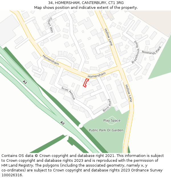 34, HOMERSHAM, CANTERBURY, CT1 3RG: Location map and indicative extent of plot