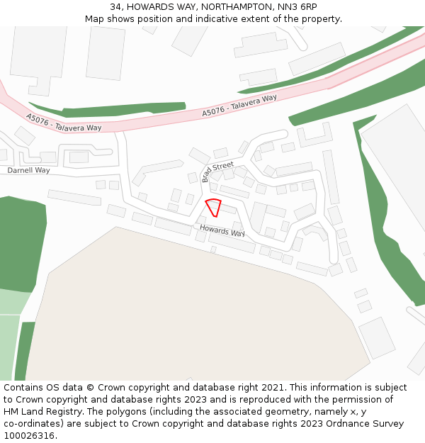 34, HOWARDS WAY, NORTHAMPTON, NN3 6RP: Location map and indicative extent of plot