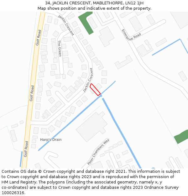 34, JACKLIN CRESCENT, MABLETHORPE, LN12 1JH: Location map and indicative extent of plot