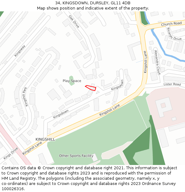 34, KINGSDOWN, DURSLEY, GL11 4DB: Location map and indicative extent of plot