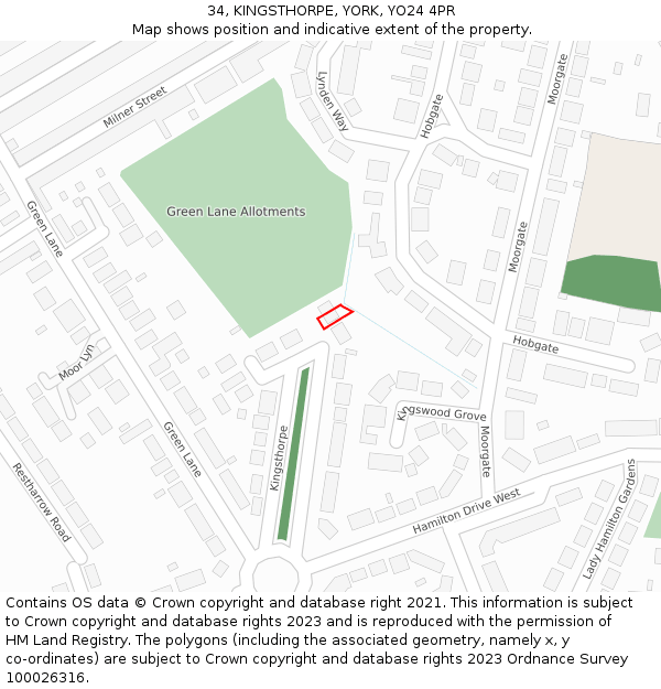34, KINGSTHORPE, YORK, YO24 4PR: Location map and indicative extent of plot