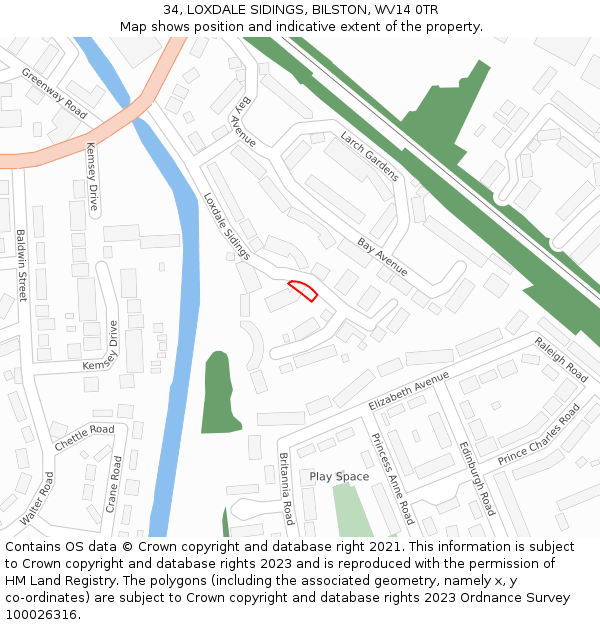 34, LOXDALE SIDINGS, BILSTON, WV14 0TR: Location map and indicative extent of plot