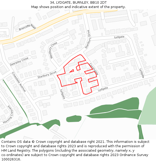 34, LYDGATE, BURNLEY, BB10 2DT: Location map and indicative extent of plot