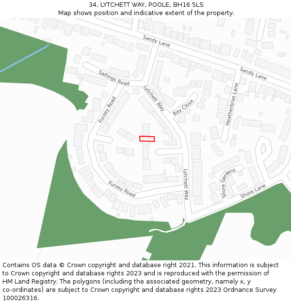 34, LYTCHETT WAY, POOLE, BH16 5LS: Location map and indicative extent of plot