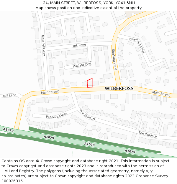 34, MAIN STREET, WILBERFOSS, YORK, YO41 5NH: Location map and indicative extent of plot