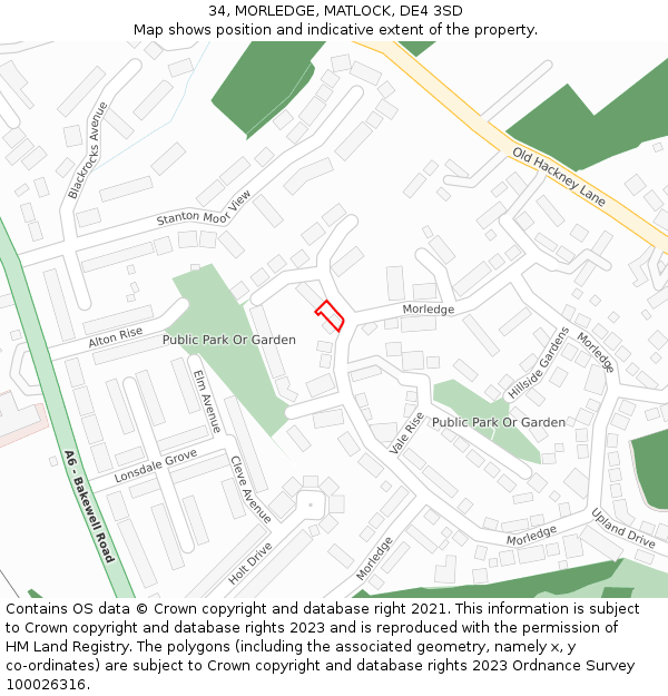 34, MORLEDGE, MATLOCK, DE4 3SD: Location map and indicative extent of plot