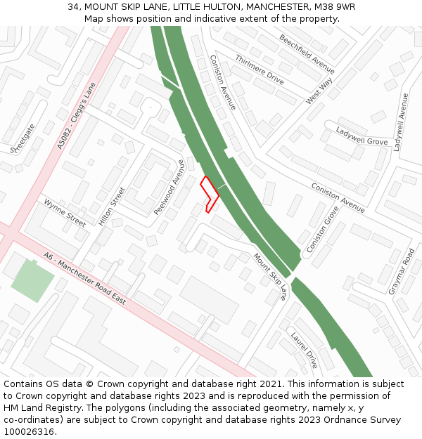 34, MOUNT SKIP LANE, LITTLE HULTON, MANCHESTER, M38 9WR: Location map and indicative extent of plot