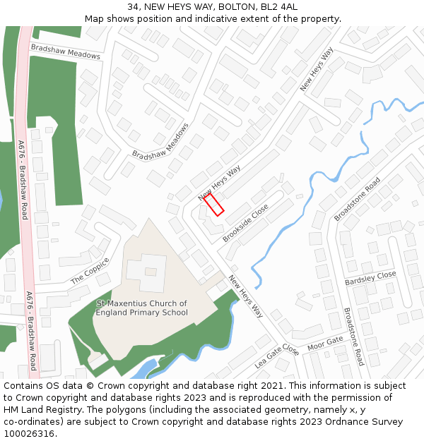 34, NEW HEYS WAY, BOLTON, BL2 4AL: Location map and indicative extent of plot