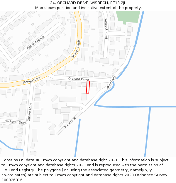 34, ORCHARD DRIVE, WISBECH, PE13 2JL: Location map and indicative extent of plot