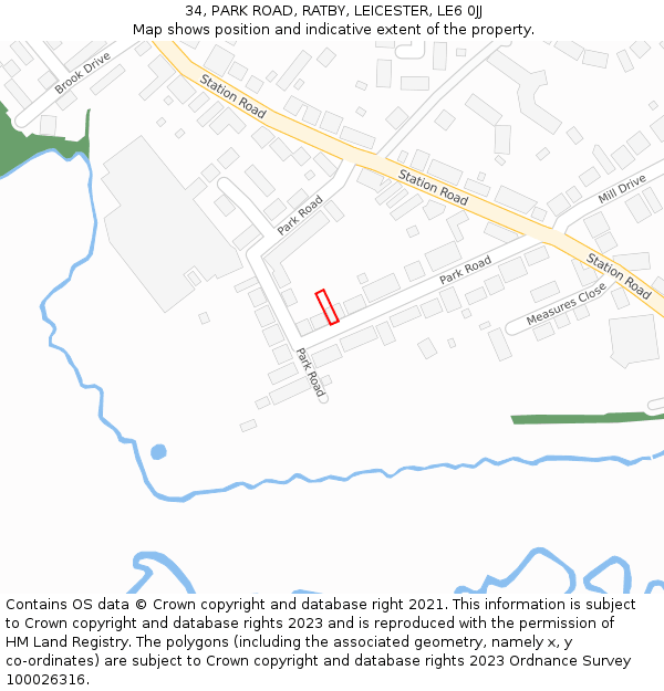 34, PARK ROAD, RATBY, LEICESTER, LE6 0JJ: Location map and indicative extent of plot