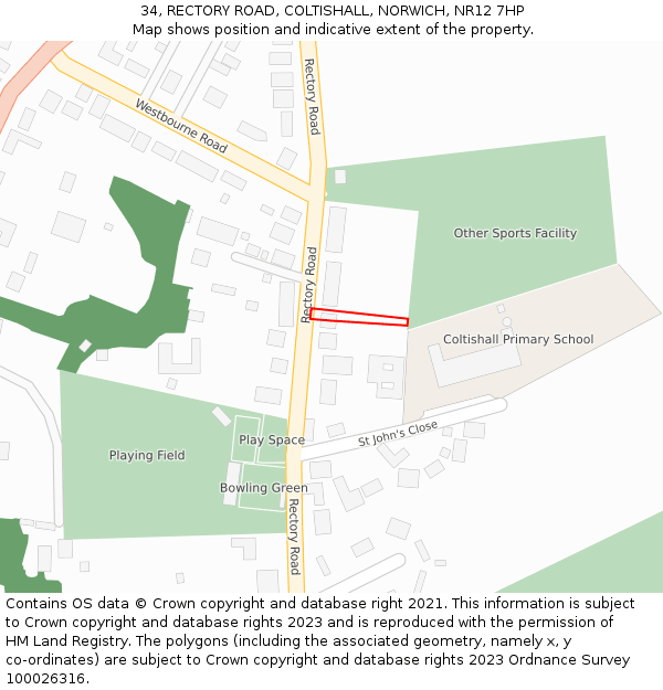 34, RECTORY ROAD, COLTISHALL, NORWICH, NR12 7HP: Location map and indicative extent of plot