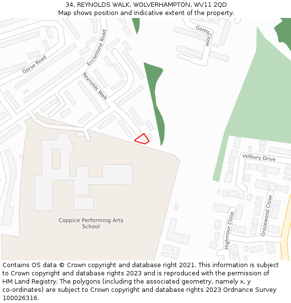 34, REYNOLDS WALK, WOLVERHAMPTON, WV11 2QD: Location map and indicative extent of plot