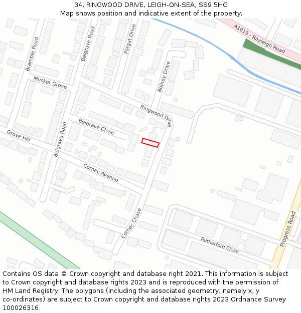 34, RINGWOOD DRIVE, LEIGH-ON-SEA, SS9 5HG: Location map and indicative extent of plot