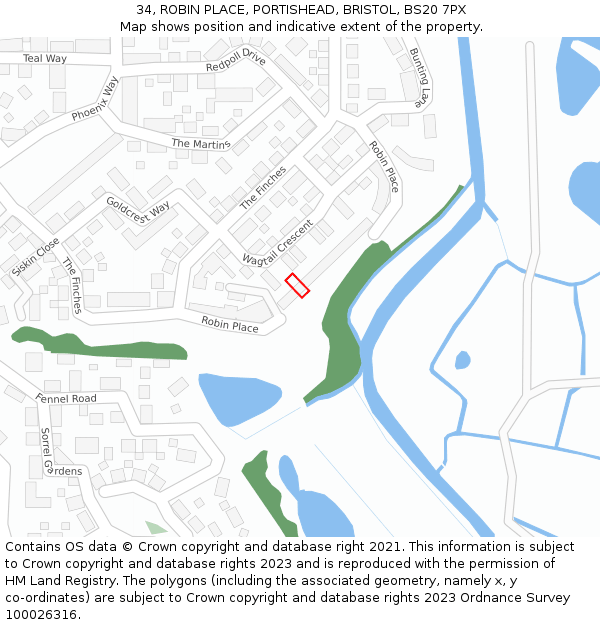 34, ROBIN PLACE, PORTISHEAD, BRISTOL, BS20 7PX: Location map and indicative extent of plot