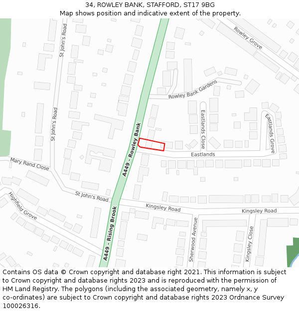 34, ROWLEY BANK, STAFFORD, ST17 9BG: Location map and indicative extent of plot