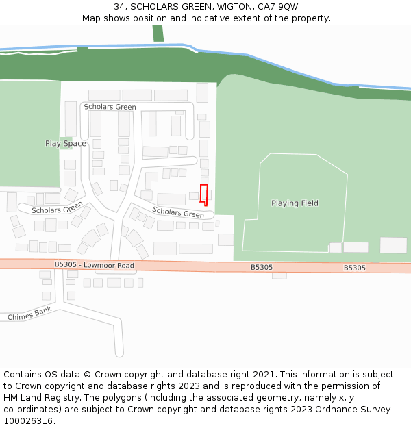 34, SCHOLARS GREEN, WIGTON, CA7 9QW: Location map and indicative extent of plot