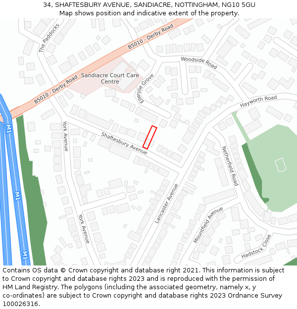 34, SHAFTESBURY AVENUE, SANDIACRE, NOTTINGHAM, NG10 5GU: Location map and indicative extent of plot