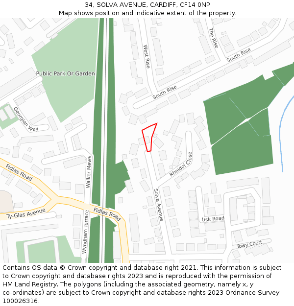 34, SOLVA AVENUE, CARDIFF, CF14 0NP: Location map and indicative extent of plot