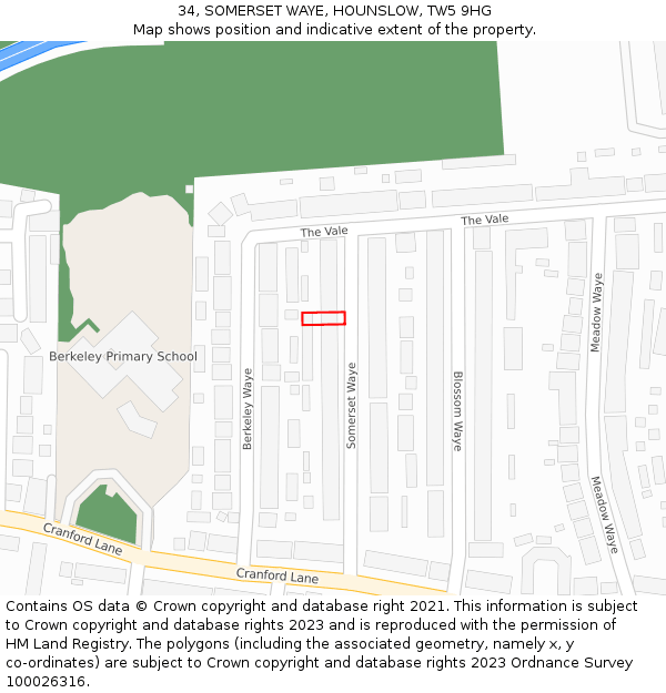 34, SOMERSET WAYE, HOUNSLOW, TW5 9HG: Location map and indicative extent of plot