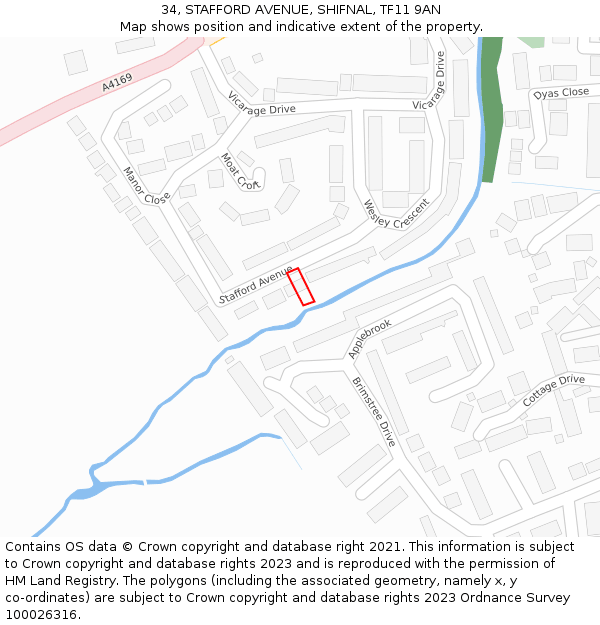 34, STAFFORD AVENUE, SHIFNAL, TF11 9AN: Location map and indicative extent of plot