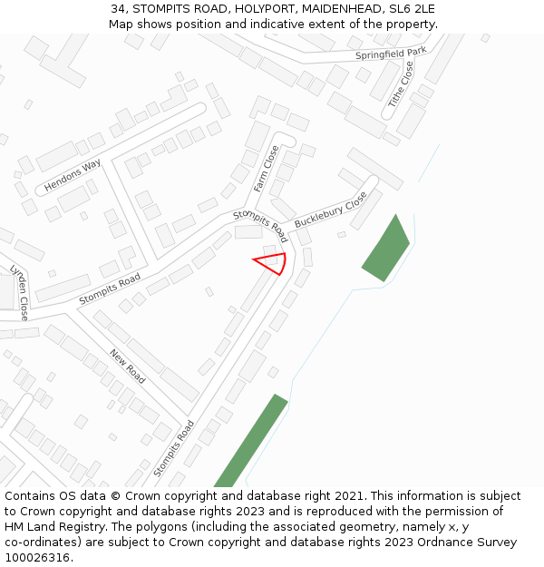 34, STOMPITS ROAD, HOLYPORT, MAIDENHEAD, SL6 2LE: Location map and indicative extent of plot