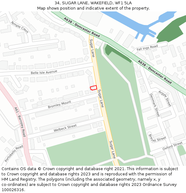 34, SUGAR LANE, WAKEFIELD, WF1 5LA: Location map and indicative extent of plot