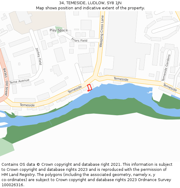 34, TEMESIDE, LUDLOW, SY8 1JN: Location map and indicative extent of plot