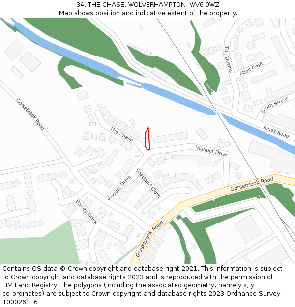 34, THE CHASE, WOLVERHAMPTON, WV6 0WZ: Location map and indicative extent of plot