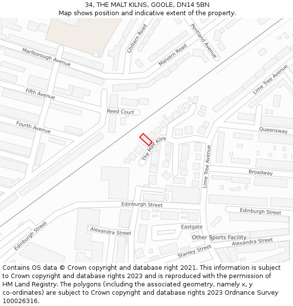 34, THE MALT KILNS, GOOLE, DN14 5BN: Location map and indicative extent of plot