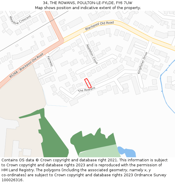 34, THE ROWANS, POULTON-LE-FYLDE, FY6 7UW: Location map and indicative extent of plot