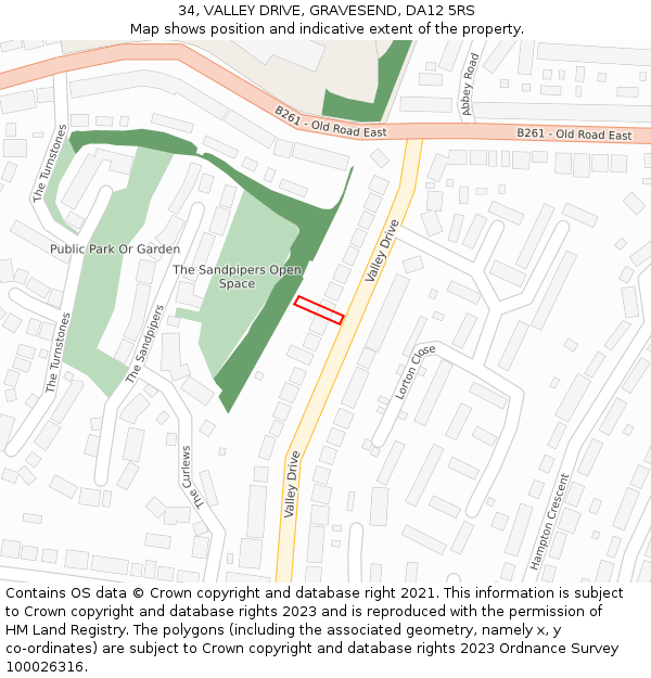 34, VALLEY DRIVE, GRAVESEND, DA12 5RS: Location map and indicative extent of plot