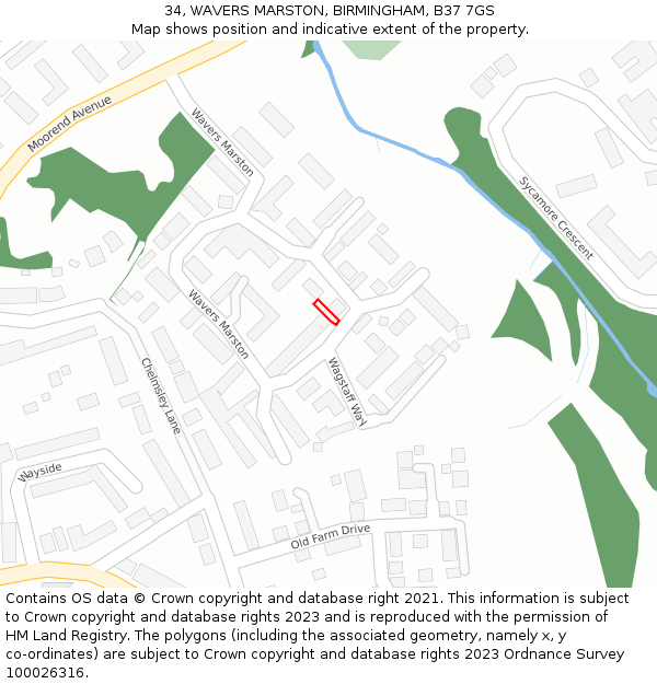 34, WAVERS MARSTON, BIRMINGHAM, B37 7GS: Location map and indicative extent of plot