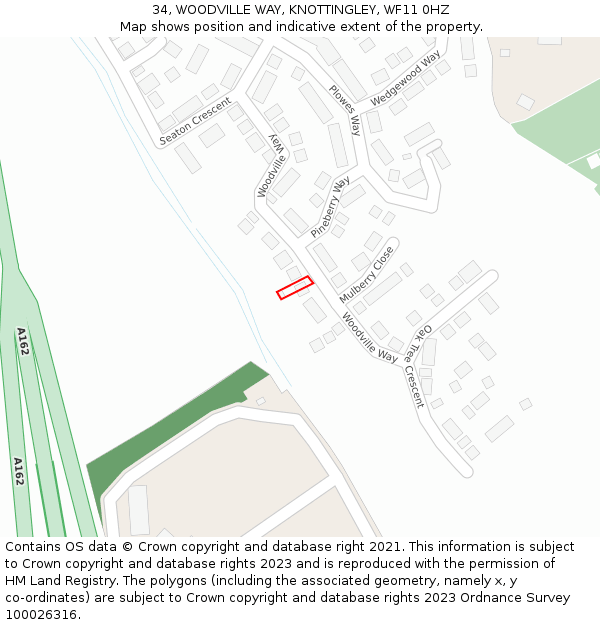 34, WOODVILLE WAY, KNOTTINGLEY, WF11 0HZ: Location map and indicative extent of plot