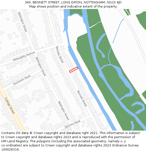 340, BENNETT STREET, LONG EATON, NOTTINGHAM, NG10 4JD: Location map and indicative extent of plot