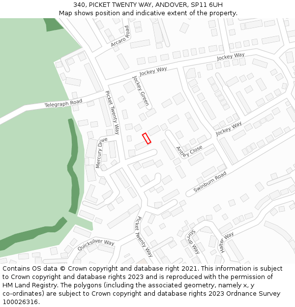 340, PICKET TWENTY WAY, ANDOVER, SP11 6UH: Location map and indicative extent of plot