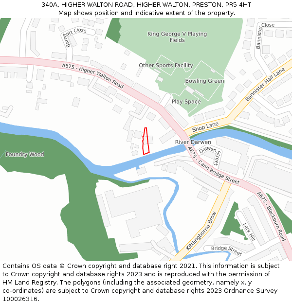 340A, HIGHER WALTON ROAD, HIGHER WALTON, PRESTON, PR5 4HT: Location map and indicative extent of plot