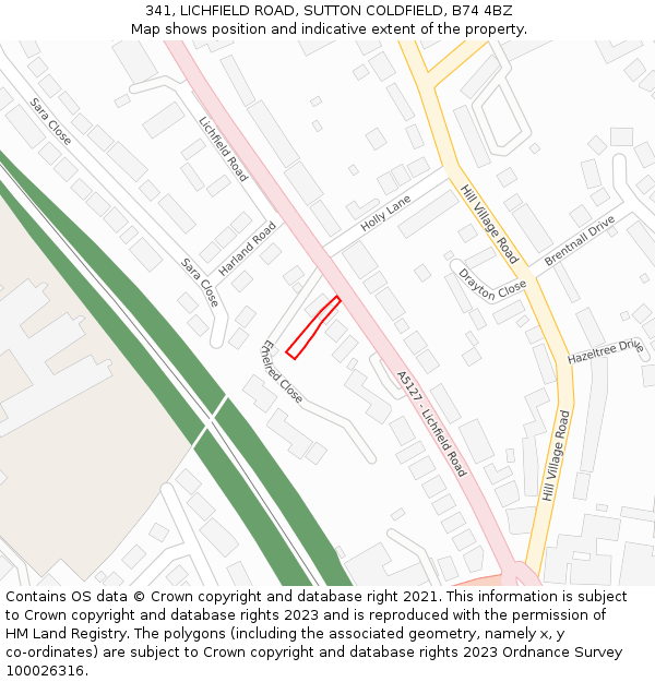 341, LICHFIELD ROAD, SUTTON COLDFIELD, B74 4BZ: Location map and indicative extent of plot