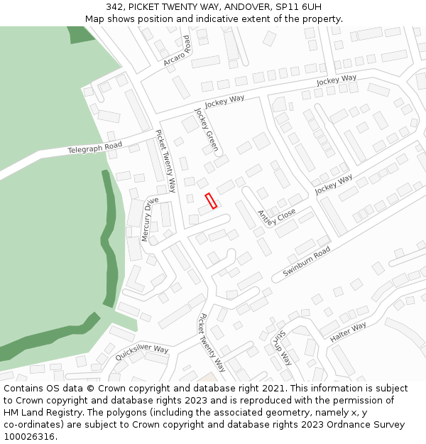 342, PICKET TWENTY WAY, ANDOVER, SP11 6UH: Location map and indicative extent of plot