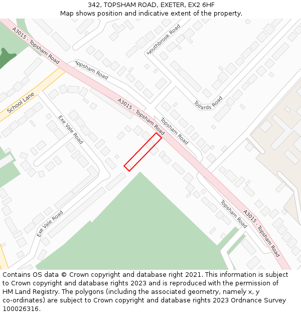 342, TOPSHAM ROAD, EXETER, EX2 6HF: Location map and indicative extent of plot