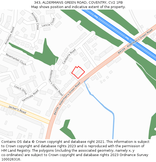 343, ALDERMANS GREEN ROAD, COVENTRY, CV2 1PB: Location map and indicative extent of plot