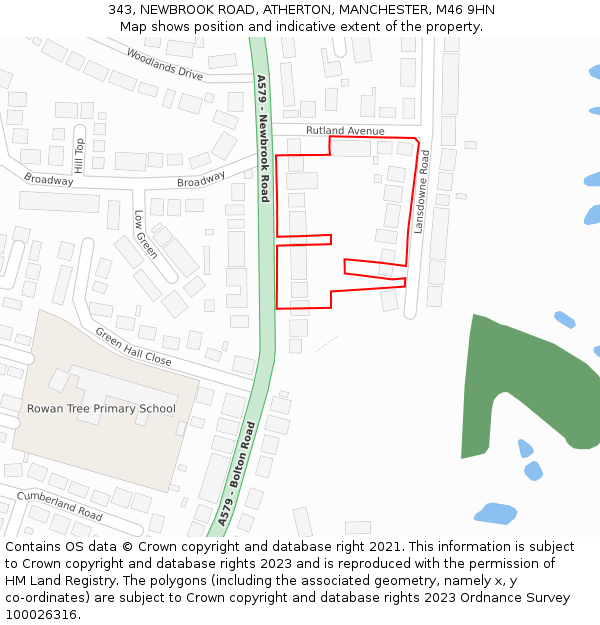 343, NEWBROOK ROAD, ATHERTON, MANCHESTER, M46 9HN: Location map and indicative extent of plot