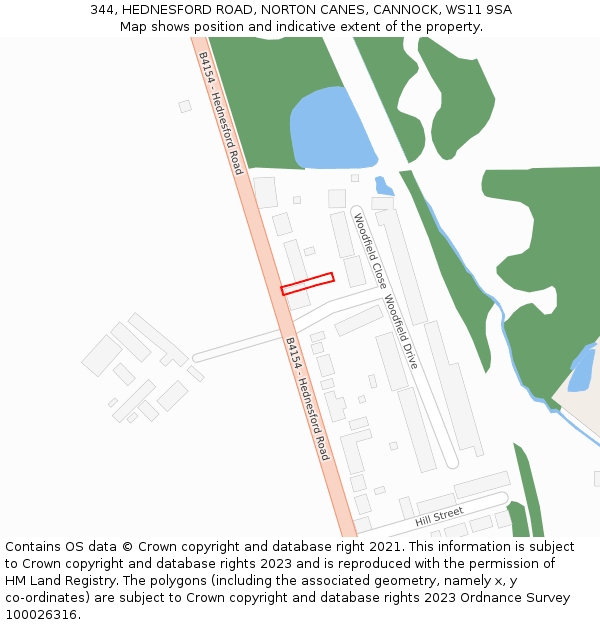 344, HEDNESFORD ROAD, NORTON CANES, CANNOCK, WS11 9SA: Location map and indicative extent of plot