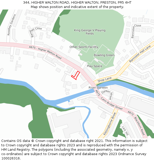 344, HIGHER WALTON ROAD, HIGHER WALTON, PRESTON, PR5 4HT: Location map and indicative extent of plot